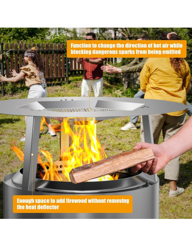 Deflector de Calor BBQ-PLUS para Estufa de Fuego 19.5" Acero Inoxidable