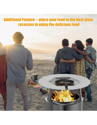 Deflector de Calor BBQ-PLUS para Estufa de Fuego 19.5" Acero Inoxidable