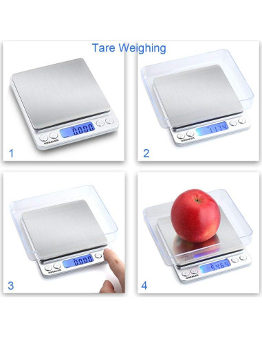 Balanza de Cocina Digital GDEALER 500g x 0.01g Acero Inoxidable