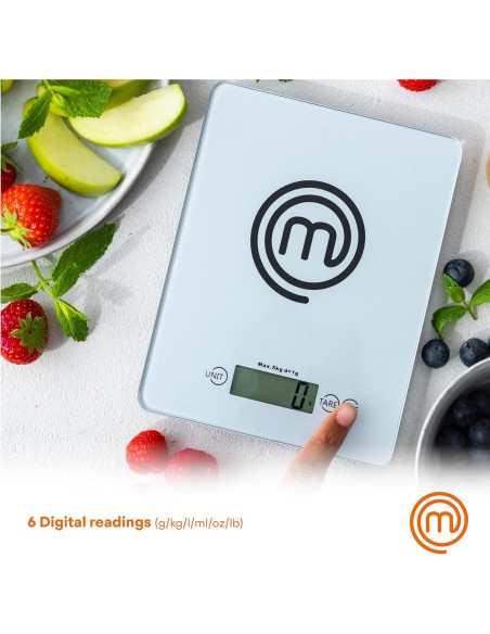 Báscula Digital MasterChef para Alimentos 5kg LCD Vidrio Templado