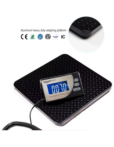 Báscula Postal Digital Amazon Basics 200 kg Plataforma Aluminio