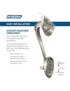 Manija Exterior Schlage F58 ADD 609 Latón Antiguo Fácil Instalación 2