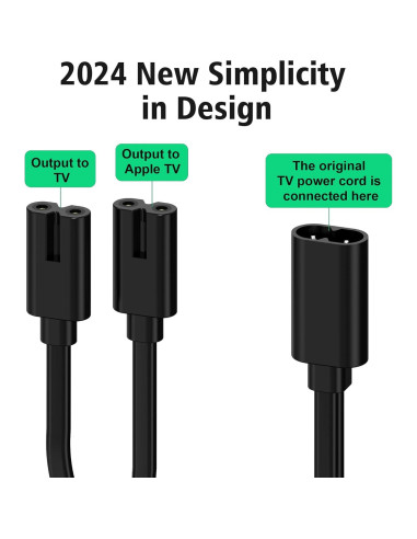 Cable de Alimentación Y Splitter AGVEE 20cm para Apple TV