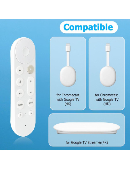 Control Remoto Reemplazo LUIRSAY para Google TV 4K - Blanco