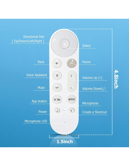 Control Remoto Reemplazo LUIRSAY para Google TV 4K - Blanco