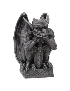 Gárgola Pacífica con Escudo de Murciélago - Resina 16.5 cm