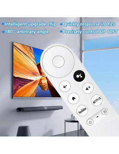 Control Remoto de Voz AieSHOP para Google Chromecast 4K Nieve