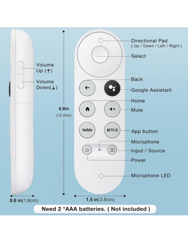 Control Remoto Reemplazo AZBME para Google Chromecast 4K