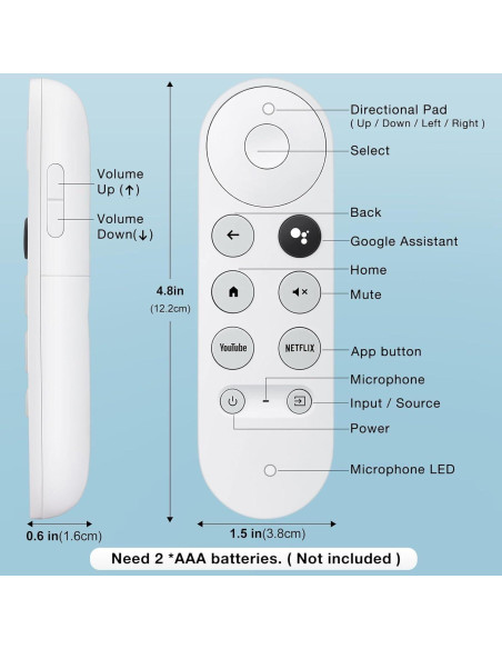 Control Remoto Reemplazo AZBME para Google Chromecast 4K