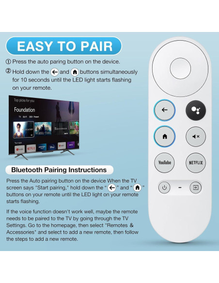 Control Remoto Reemplazo AZBME para Google Chromecast 4K