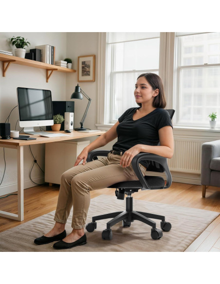 Silla de Oficina Ergonómica Polias Negra - Soporta 150kg