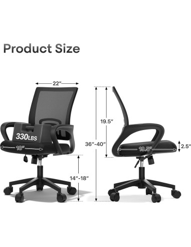 Silla de Oficina Ergonómica Polias Negra - Soporta 150kg