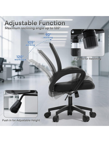 Silla de Oficina Ergonómica Polias Negra - Soporta 150kg