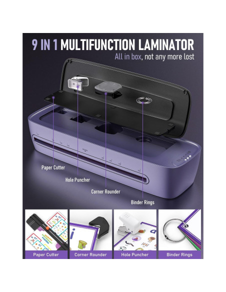 Laminadora Térmica Qfun 13" A3 9 en 1 Frío Caliente 60s