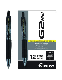 Bolígrafos de Gel Pilot G2 Mini 0.7mm Negro - Paquete de 12