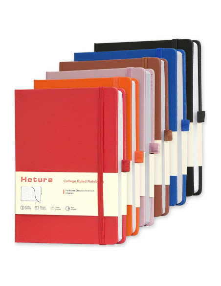 Cuadernos A5 de tapa dura Heture - 6 paquetes, 160 páginas