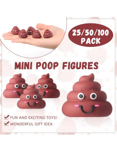 100 Mini Figuras de Caca de Goma para Fiestas y Bromas 2