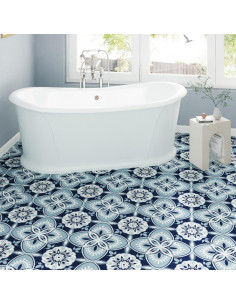 Azulejos de Piso Autoadhesivos ZRJT 40 Pcs 30.48x30.48 cm Azul 2