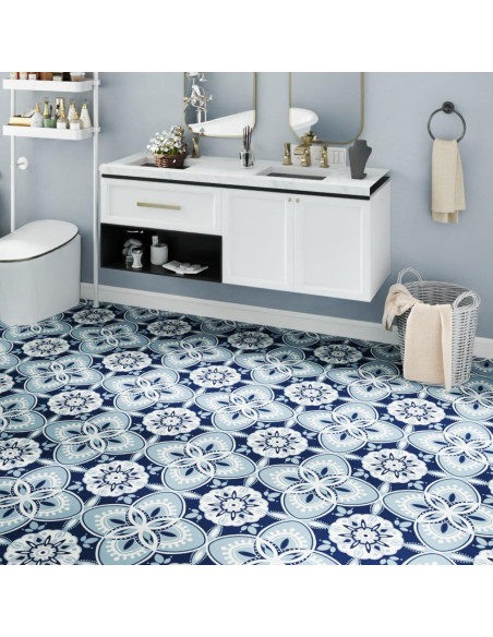 Azulejos de Piso Autoadhesivos ZRJT 40 Pcs 30.48x30.48 cm Azul