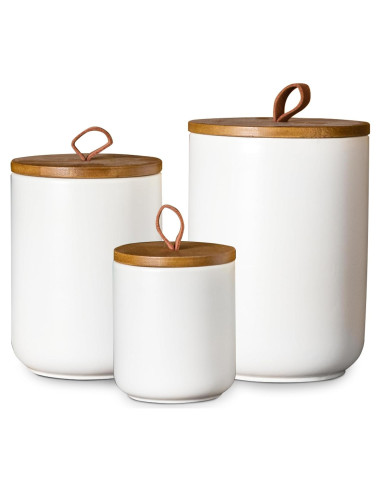 Conjunto de Tarros de Cerámica Blanca JOJUNO - 3 Piezas