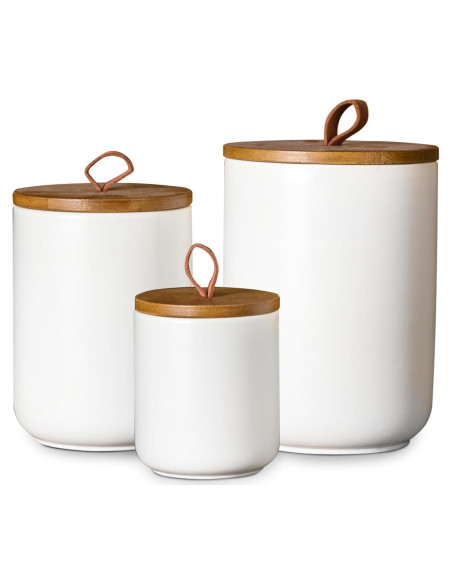 Conjunto de Tarros de Cerámica Blanca JOJUNO - 3 Piezas Conjunto de Tarros de Cerámica Blanca JOJUNO - 3 Piezas