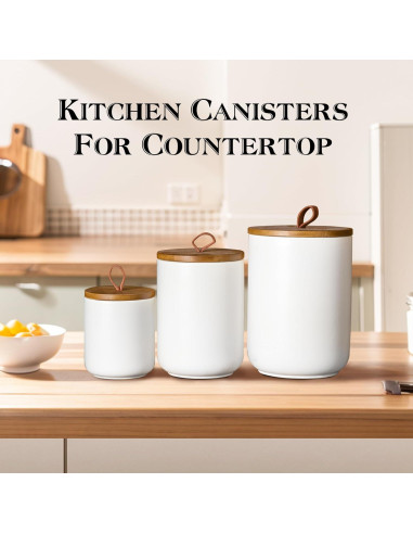 Conjunto de Tarros de Cerámica Blanca JOJUNO - 3 Piezas