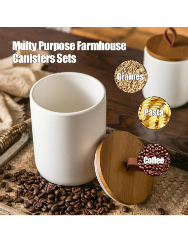 Conjunto de Tarros de Cerámica Blanca JOJUNO - 3 Piezas