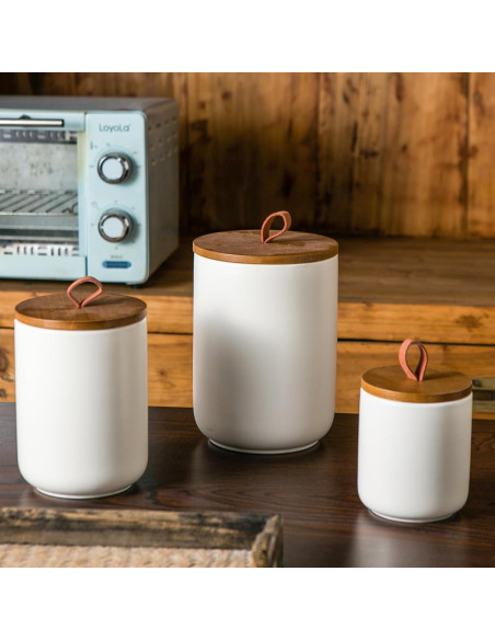 Conjunto de Tarros de Cerámica Blanca JOJUNO - 3 Piezas Conjunto de Tarros de Cerámica Blanca JOJUNO - 3 Piezas