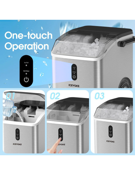 Fabricador de Hielo de Nuggets ICEVOKE ICN1509-S 15 kg/día Plateado