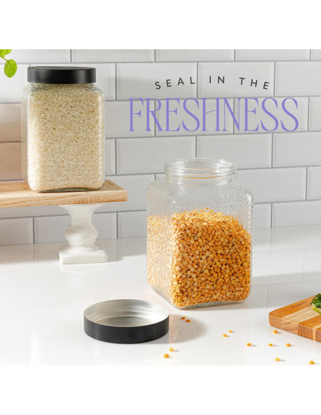 Tarro de Vidrio Grande Kitchentoolz 80oz con Tapa Metal Negro