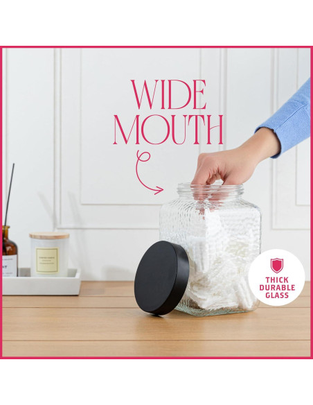 Tarro de Vidrio Grande Kitchentoolz 80oz con Tapa Metal Negro