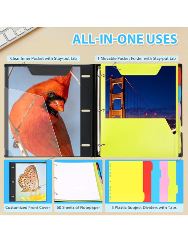 Carpeta Telescópica WOT I 3 Anillas Negra - 60 Hojas Incluidas