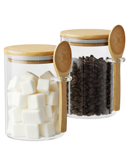 Contenedor de Azúcar de Vidrio OneDream - 2 Tarros 450ml con Cuchara