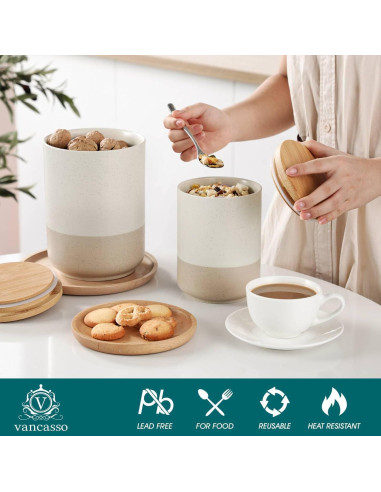 Juego de Tarros de Cerámica vancasso Sabine 3 Piezas Herméticos