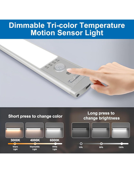 Luces Bajo Gabinete Recargables CPFLITA 10" 4 Pack con Sensor