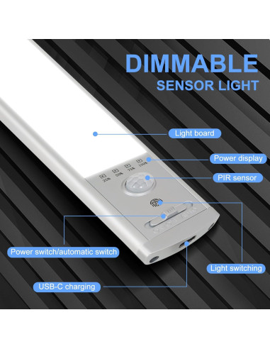 Luces Bajo Gabinete Recargables CPFLITA 10" 4 Pack con Sensor