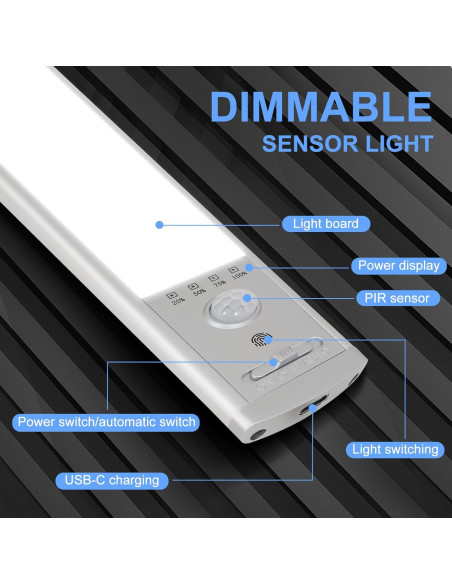 Luces Bajo Gabinete Recargables CPFLITA 10" 4 Pack con Sensor