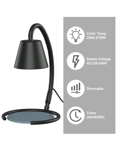 Lámpara Calentadora de Velas Aulaxyee H10-BK Regulable con Temporizador