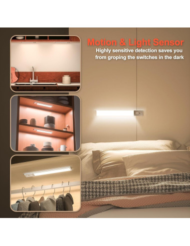 Luces Bajo Gabinete Recargables CPFLITA 10" 4 Pack con Sensor