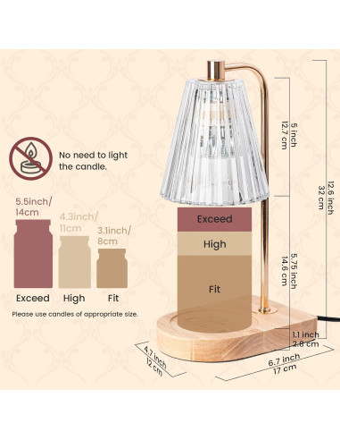 Lámpara Calentadora de Velas Marycele con Temporizador y Diseño Vintage