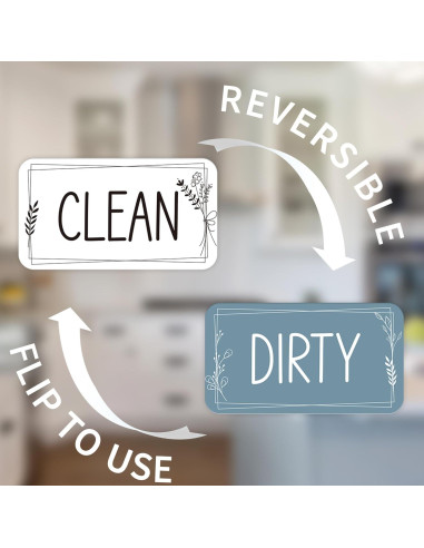 Imán Limpio Sucio Doble Cara MENIFEND Floral Azul 10.5x5.8 cm