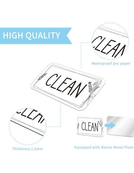 Imán Limpio Sucio Doble Cara MENIFEND Floral Azul 10.5x5.8 cm