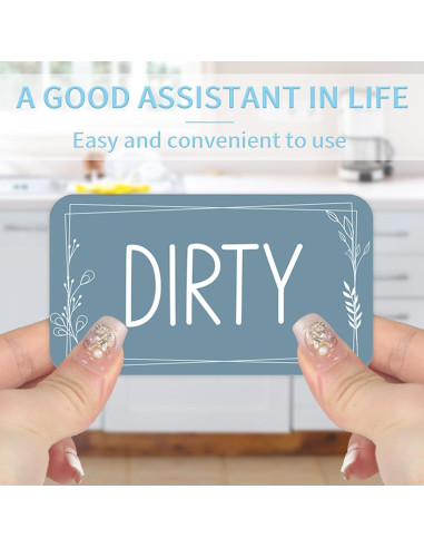 Imán Limpio Sucio Doble Cara MENIFEND Floral Azul 10.5x5.8 cm