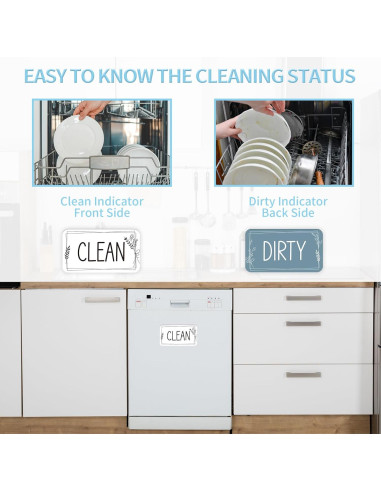 Imán Limpio Sucio Doble Cara MENIFEND Floral Azul 10.5x5.8 cm