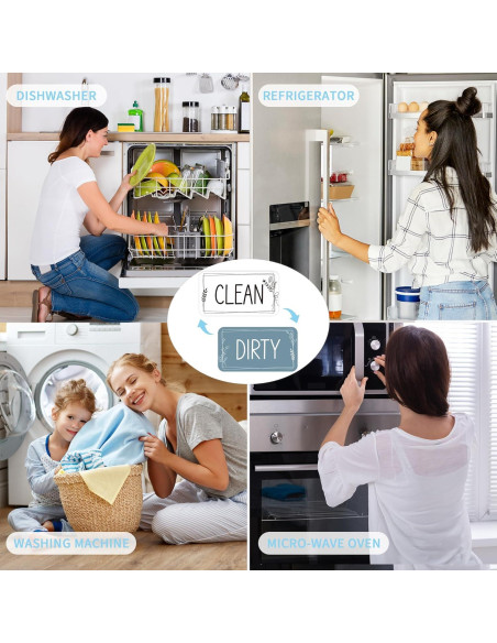 Imán Limpio Sucio Doble Cara MENIFEND Floral Azul 10.5x5.8 cm