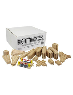 Juego de Vías de Tren de Madera Premium Right Track 56 Piezas