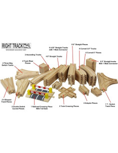 Juego de Vías de Tren de Madera Premium Right Track 56 Piezas 2