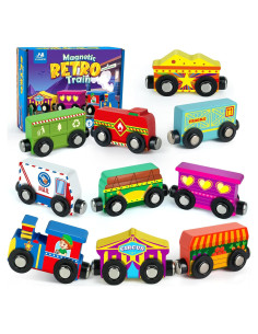 Juego de Tren Magnético de Madera Vanmor - 10 Piezas Educativas