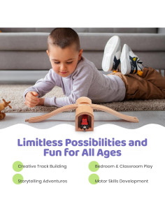 Set de Pista de Tren de Madera con Túnel Elevado - 24x13x9 cm 2