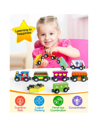 Juego de Tren Magnético de Madera Vanmor - 10 Piezas Educativas